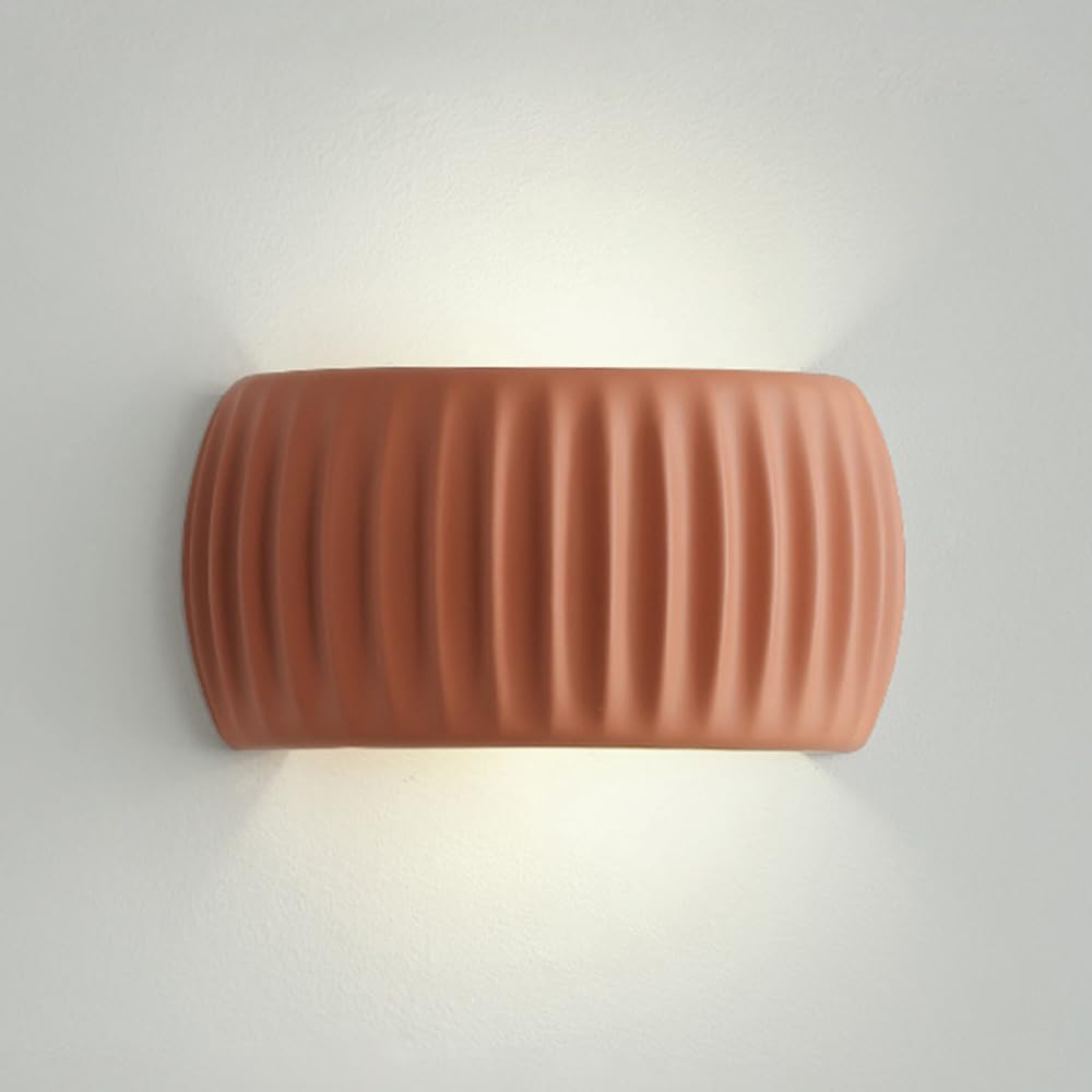 ITOSUI Art Wall Sconce - Half Round Wall Light with Pleated Finish for Stylish Indoor Lighting(Sand Orange Color)