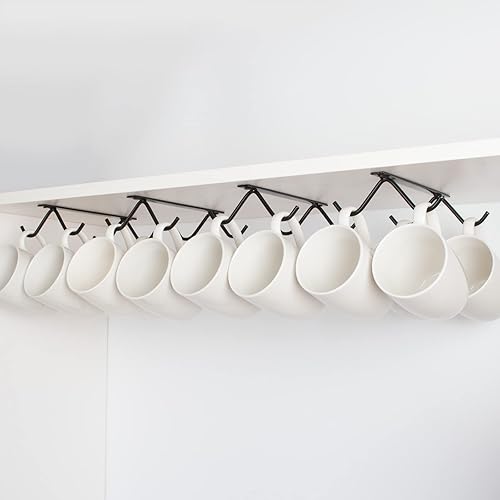 Soporte para tazas con gancho para gabinete, estante colgante para tazas de café para cocina, debajo de los gabinetes, ganchos de metal, estante