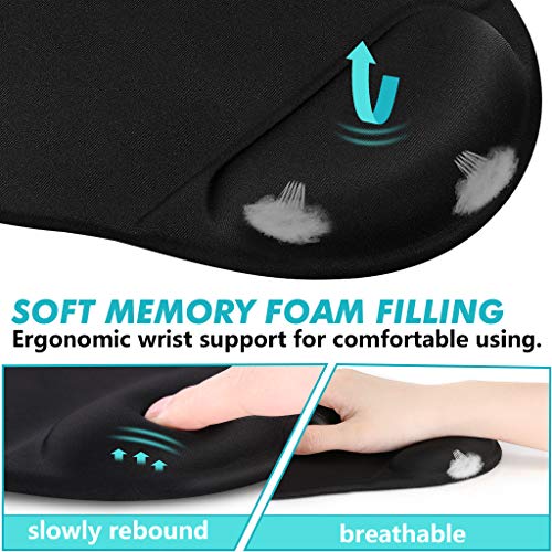 Ergonomic Mouse Pad With Wrist Rest Support, Round Gaming Mousepad With Smooth Lycra Surface & Non-Slip Rubber Base For Computer, Laptop, Office, Comfortable Memory Foam For Wrist Cushion (2 Pack) #TOP4