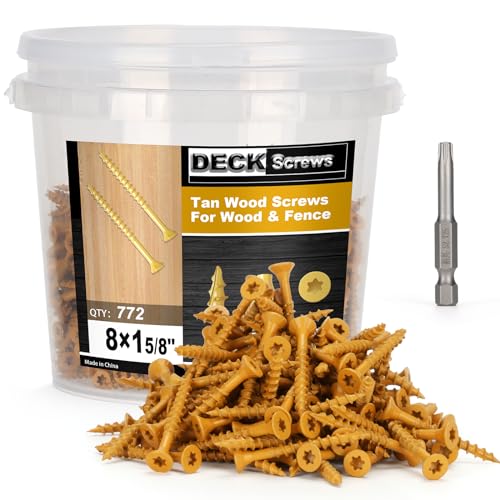 Image of Deck Screws #8 x 1-5 /8'', T25 Star Torx Drive Flat Head Wood Screws, Tan, 5lb