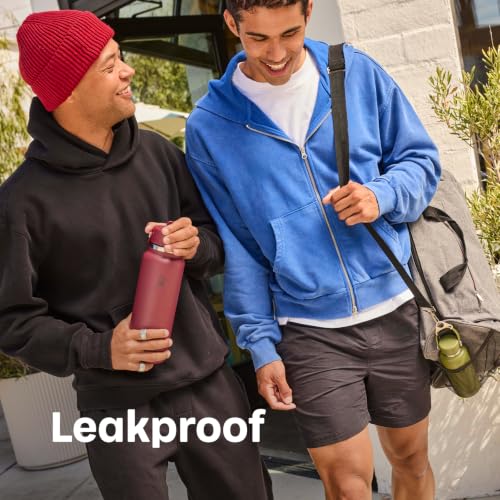 Image of Hydro Flask Water Bottle - Insulated Stainless Steel - Wide Mouth Flex Straw Lid, Non Spill, Leakproof and Refillable in 32 Oz Deep Teal