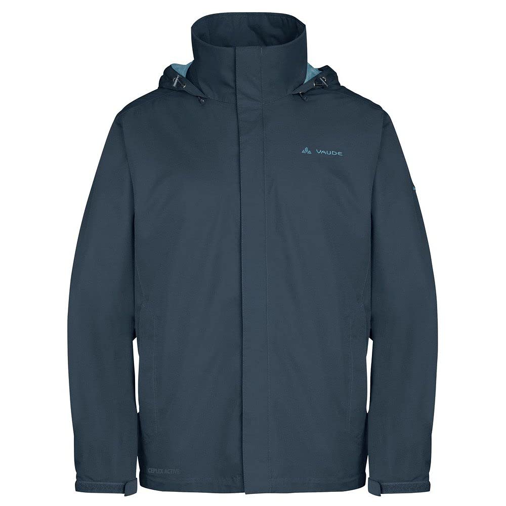 VAUDE Escape Light Regenjacke Herren wasserdicht – Leichte 2-Lagen Jacke mit verstaubarer Kapuze, winddicht und atmungsaktiv, steelblue uni ,L