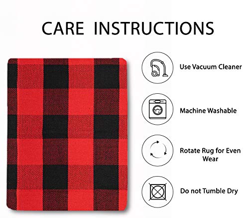 IOHOUZE-Christmas-Buffalo-Plaid-Runner-Rug-2×8-Ft-Outdoor-Indoor-Runner-Rug-Red-Black-Check-Washable-Hallway-Runner-Woven-Cotton-Checkered-Kitchen-Rug-Christmas-Decor-for-Entryway-Hallway-Kitchen IOHOUZE Christmas Buffalo Plaid Runner Rug 2×8 Ft Outdoor Indoor Runner Rug Red Black Check Washable Hallway Runner Woven Cotton Checkered Kitchen Rug Christmas Decor for Entryway Hallway Kitchen