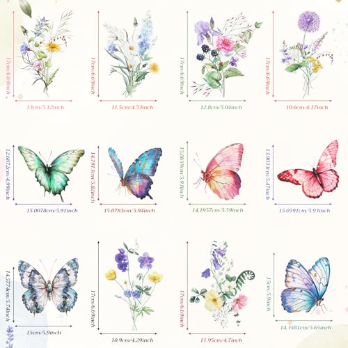 Image of 36 Pcs Wildflower Butterfly Hanging Swirl Decoration Wildflower Ceiling Hanging Streamer Large Paper Floral Butterfly Birthady Decor for Women Tea Party Wedding Garden Baby Shower Supplies