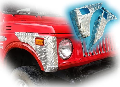 NTS GIKEN (NTS技研) コーナーガード JA11 / SJ30 /JA71 / JA22 / JA12 ジムニー jimny コーナー ガード サイドガード 4隅ガード アルミ縞板 アルミ (フロントコーナーガードType11(タイプ3))