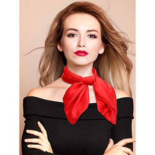 SATINIOR Chiffon Scarf Square Neck Scarf Handkerchief Retro Satin Ribbon Neckerchief for Women2