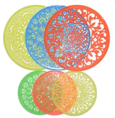 Indoreonline Ready to Draw Rangoli Kit of 3 Big Plastic Stencils (12 and 8 inches Each)