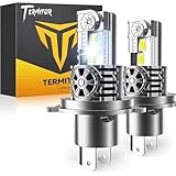 Termitor 2026 Upgraded H4/9003/HB2 Light Bulbs, 90,000LM 15X Super Bright Hi/Low Beam, 6500K Cool White H4 9003 Fog Lights, 1:1 Halogen Size Automotive Replacement IP68 Waterproof, Pack of 2