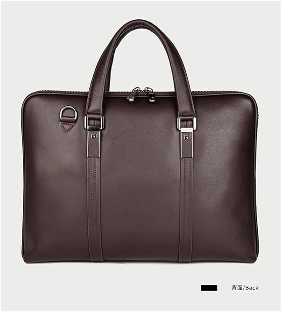 Luxury Genuine Leather Briefcase Men Leather Business Bag 15.6 Laptop Bag 14 Male Office Bag Document File Case Shoulder Bag(Style 1 Black)