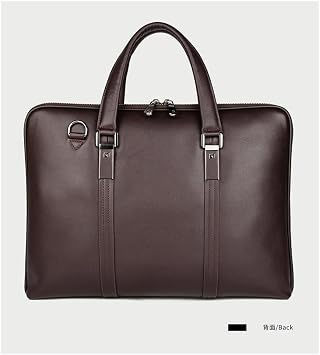 Luxury Genuine Leather Briefcase Men Leather Business Bag 15.6 Laptop Bag 14 Male Office Bag Document File Case Shoulder Bag(Style 1 Black)