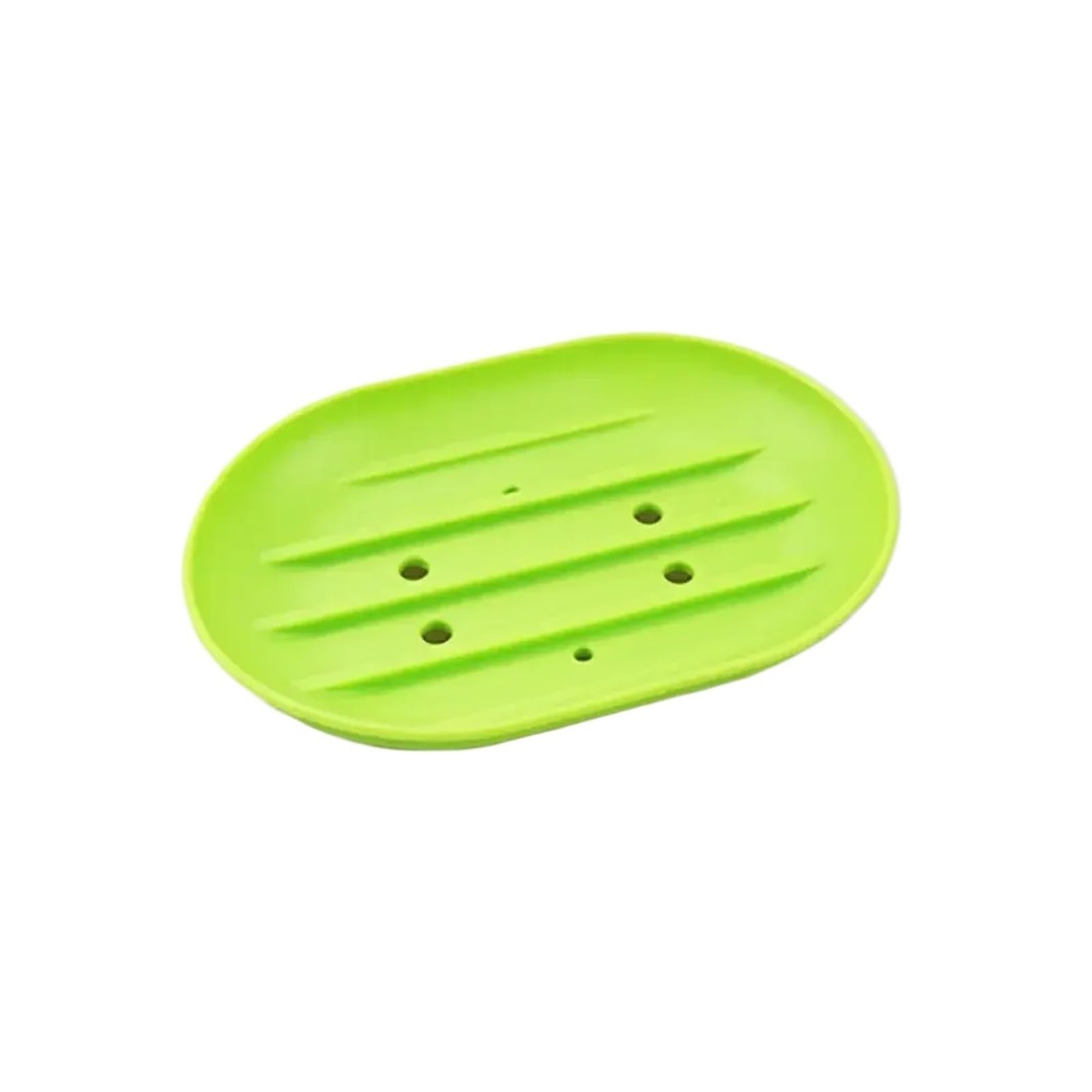 Jabonera de Silicona Antideslizante (3 Unidades), escurridor, Ovalada, sin Perforaciones para Baño(Green)
