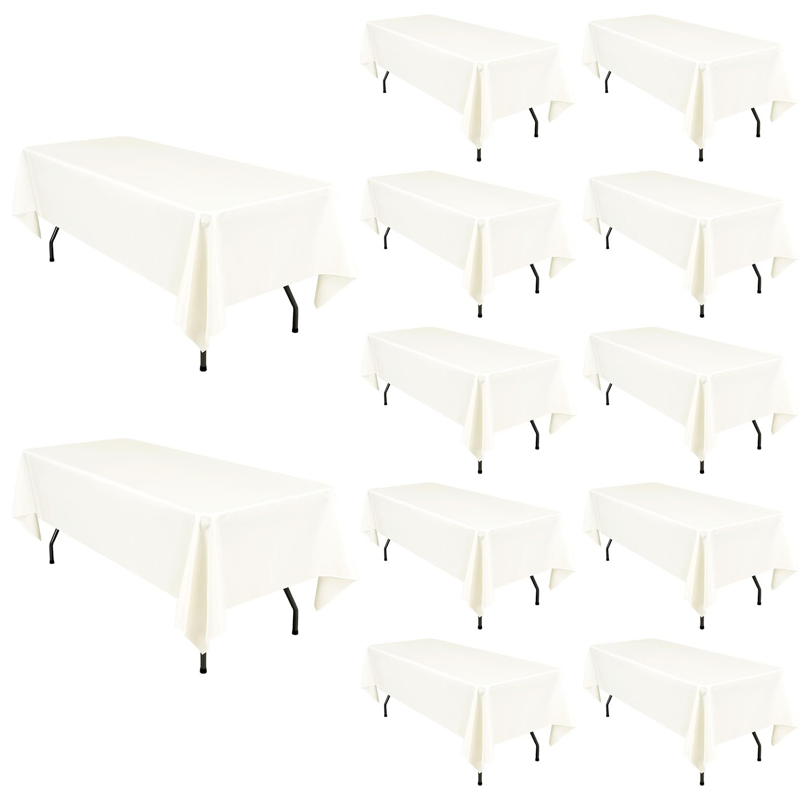Pesonlook 12 pacchetti di tovaglia in poliestere in avorio-60 x 102 pollici di rettangolo lavabile avorio per tavoli da rettangolo da 6 piedi per matrimonio/festa a buffet/tavolo da pranzo/eventi