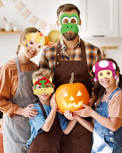 Image of Jolbndcv 12 Pcs Masks, Game Themed Cartoon Role Play Bros Party Favors, Birthday Cosplay Mask Halloween Dress Up Supply