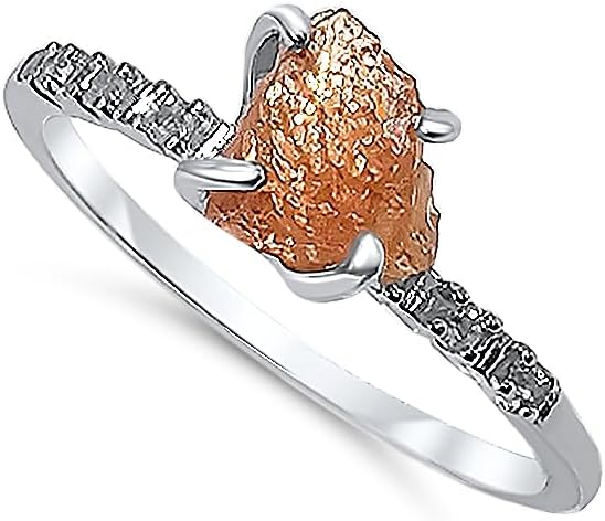 Real Raw Crystal Dainty Ring white Gold Birthstone gift for sister daughter niece Christmas birthday Uniquelan Jewelry