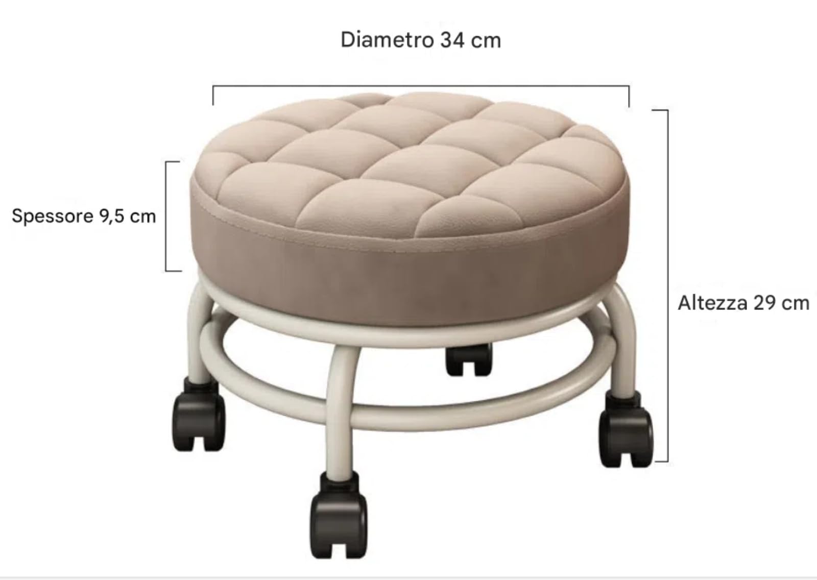 Sgabello piccolo con ruote, sgabello per pedicure, sgabello girevole a 360°, utensili per la cura dei bambini, sgabello mobile silenzioso, sgabello per spa, sgabello universale con ruote (blu)