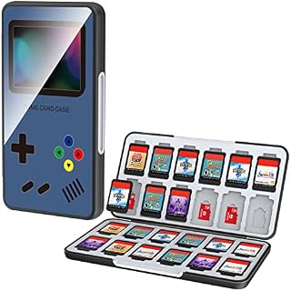 HEIYING Game Card Case for Nintendo Switch&Switch OLED&Switch Lite Game Card,Custom Pattern Switch Game Memory Card Storage with 24 Game Card Slots and 24 Micro SD Card Slots (Game Console Blue)