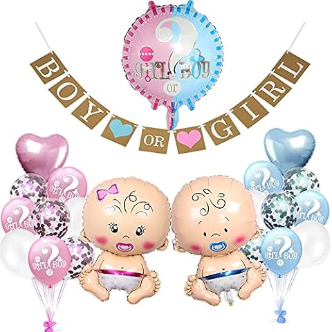 Baby Gender Reveal Party Supplies Kit,Gender Reveal Decoration for Party with Baby Gender Reveal Balloons Boy or Girl Banner ,Girl Boy Baby Shower Decorations Baby Shower Party Balloons (Blue-pink) Cover