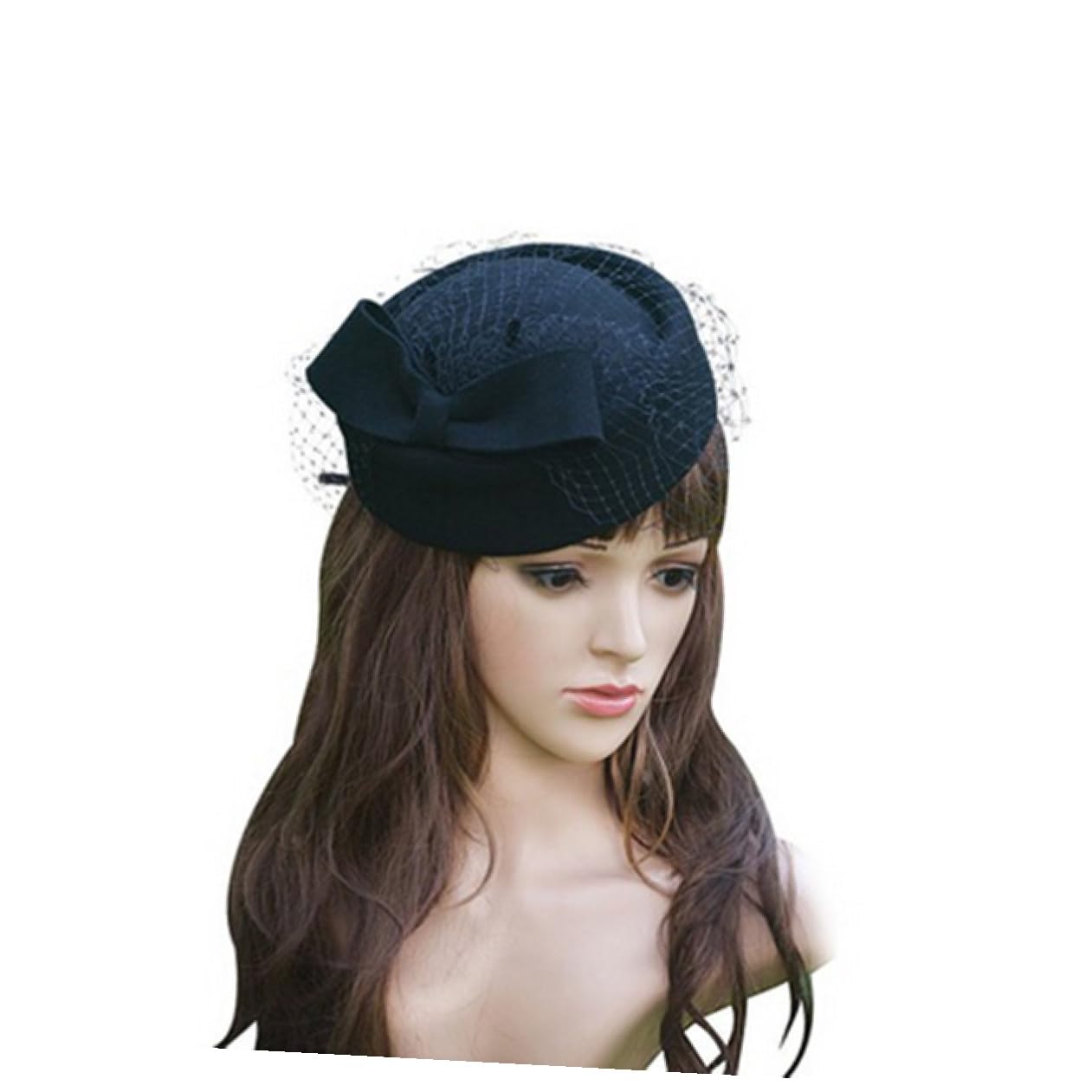 Sombrero de Fieltro de Lana para Mujer Estilo Pillbox Negro