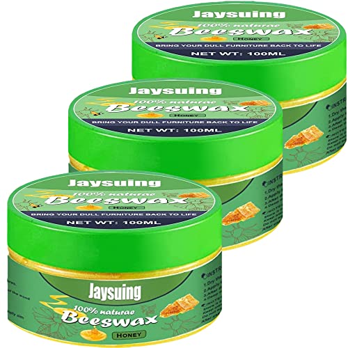 YSTK 木材革磨きワックス、Jaysuing Beeswax Honey、300ml (3ボトル) 木材・革研磨、家具と革の表面保護、環境因子からの保護、表面の光沢向上