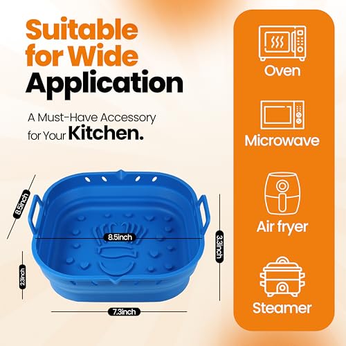 PARTY PORT Platinum Silicone Air Fryer Liners Reusable Square-Extra Strong-Easy to Clean Air Fryer basket for Oven Microwave Accessories - BPA Free - Food Safe Pot for 5.8QT to 8 QT - 9 Inch by PARTY PORT - Used condition - Image 2