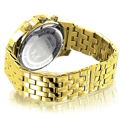 Luxurman Yellow Gold Tone Watches Mens Diamond Watch 0.25Ct #TOP1