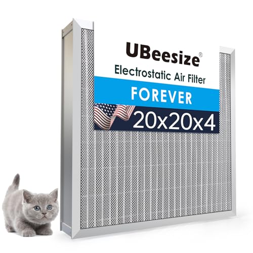 Image of UBeesize 20x20x4 Reusable Electrostatic Air Filter HVAC AC Furnace Filter,Washable, Lasts a Lifetime,Permanent Air Filter,Breathe Fresher,Home And Office(Actual Size:19.37x19.37x3.58Inch)