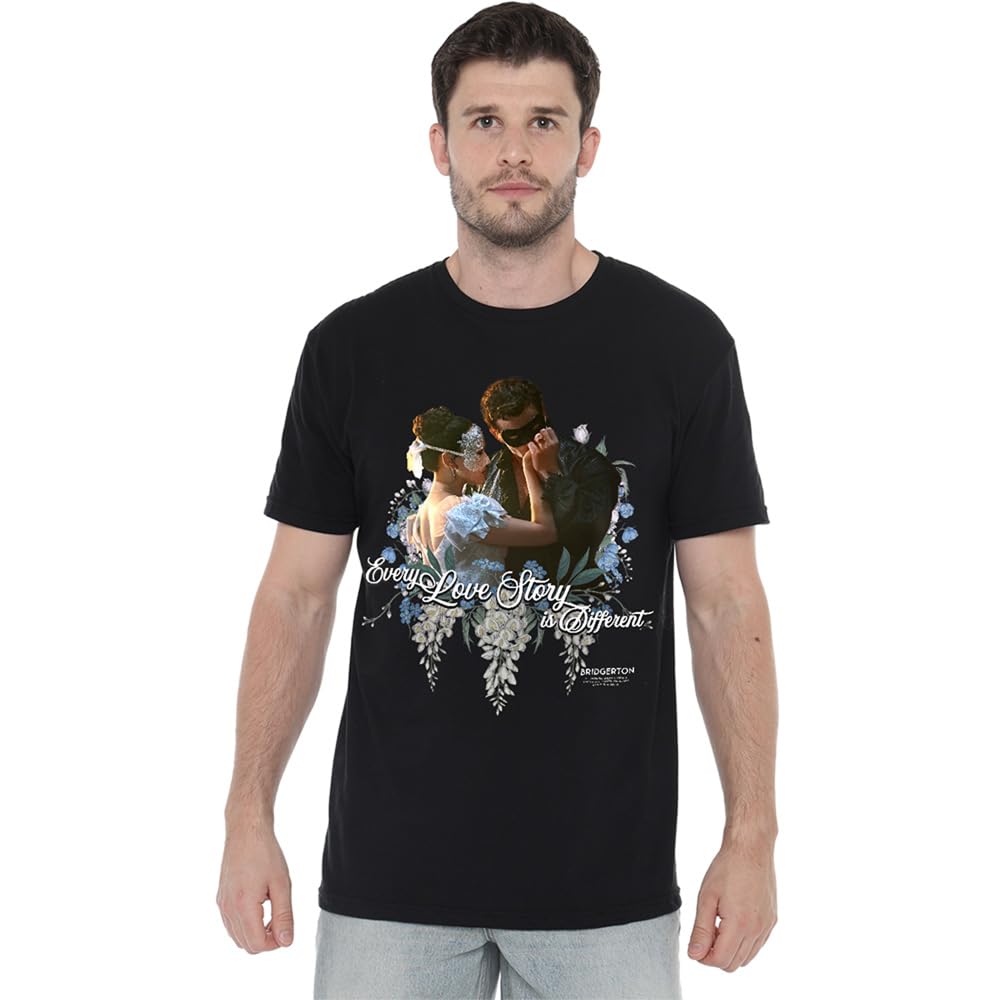 Bridgerton Men's Black Benedict And Sophie T-Shirt in Size XL, Sports Direct