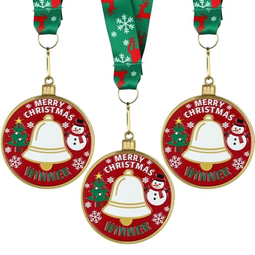 Liliaafar Christmas Ball Medal Christmas Style Neck Ribbon Award Contest Medals Crafts Hanging Ornaments(3 Pieces)