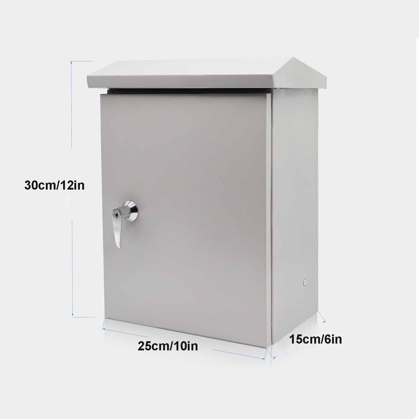 Caja Estanca Exterior Electrica, Caja Conexiones Exterior para Interiores y Exteriores con Cerradura y Placa de Montaje para Montaje en Pared(25x30x15cm/10x12x6in)
