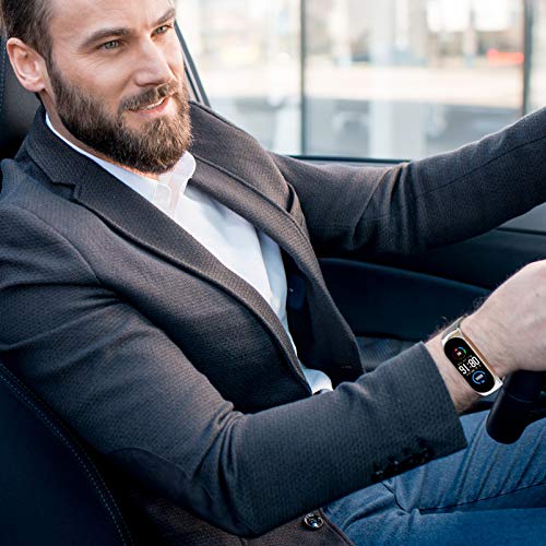 ULTECHNOVO Compatível para Mi Band 5 Pulseira de Relógio de Liberação Rápida Pulseira de Couro de Gr