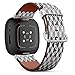 CJBROES Replacement Leather Watch Band, Compatible with Fitbit Versa 3 and Fitbit Sense of Wristband Bracelet Accessory - Stylish