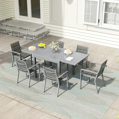 Devoko Mesa De Jardín Extensible,80 X 80 X 75 Cm,Mesa Exterior Extensible Aluminio,Muebles De Jardín para Balcones Y Terrazas, Se Extiende hasta 160 Cm, Gris Claro, Gris Claro - imagen 4