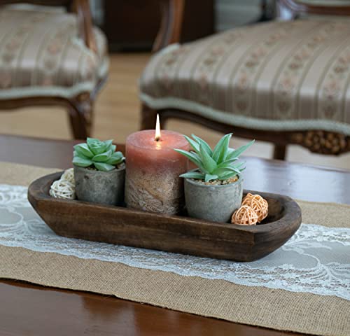 Country Concepts - Long Wooden Dough Bowls For Decor Farmhouse Style Wood Bowl Centerpieces Rustic Baguette Large Decorative Bread Tray Candle Making (12X4X2), Brown #TOP1