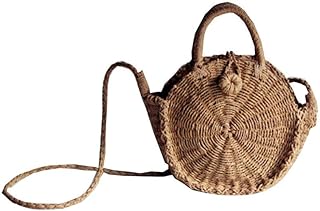 Borsa Da Spiaggia Artigianale In Paglia Intrecciata Diagonale Intrecciata A Mano Con Tracolla Intrecciata A Mano