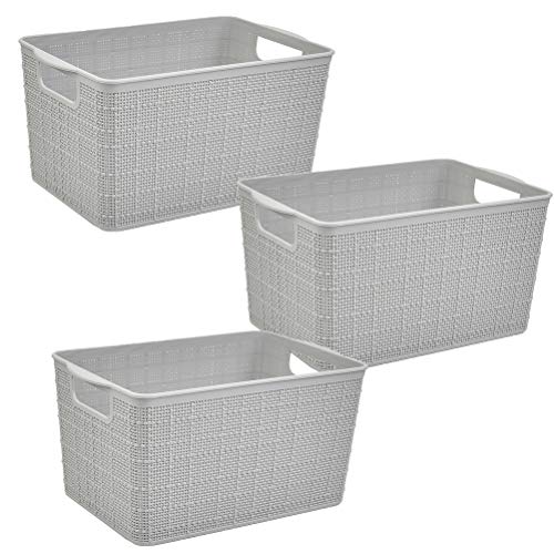 DODUOS 3 pcs Cesta de Almacenamiento de Plástico Organizador de Cestas Canasta...