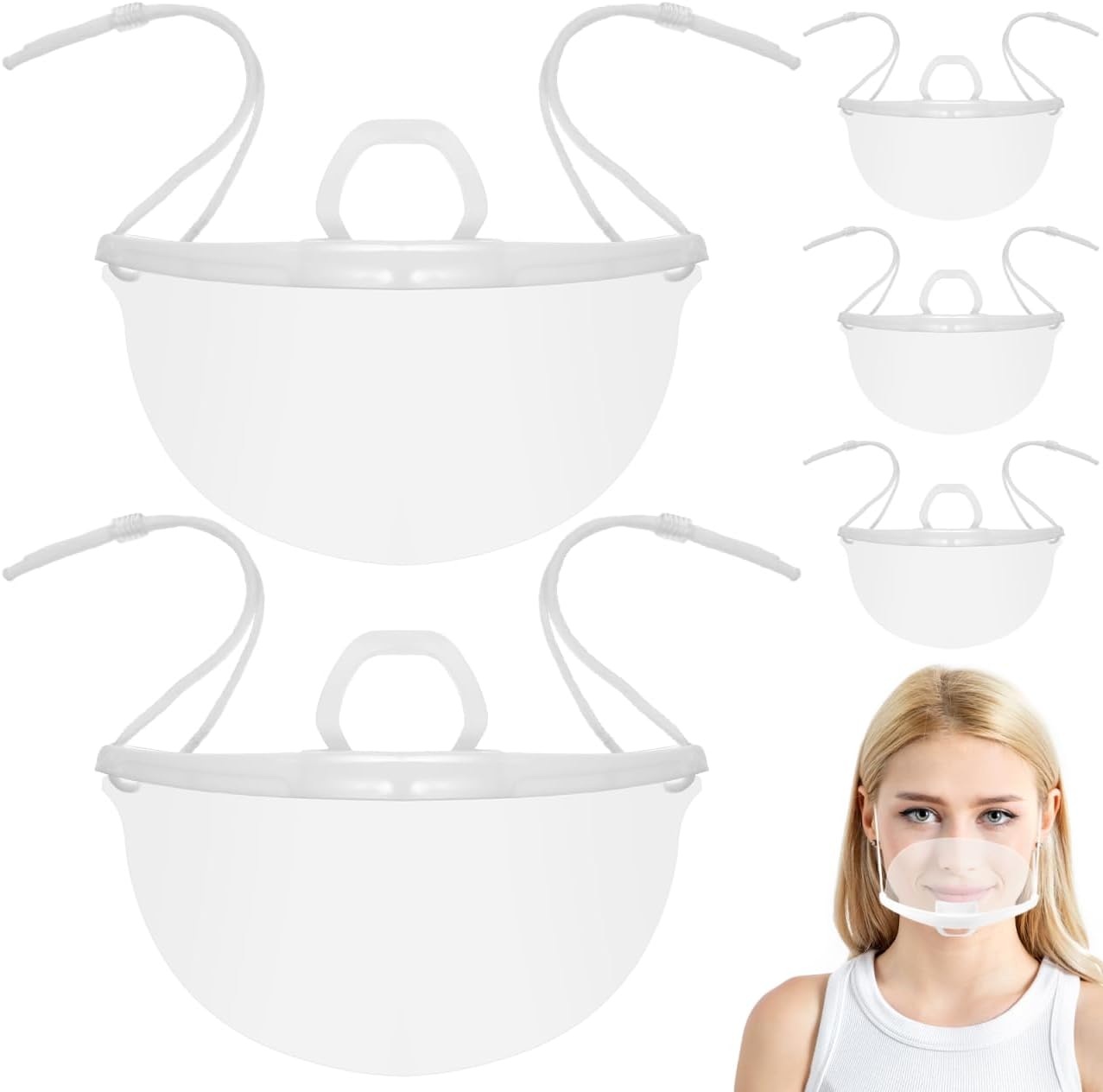 Clear Plastic Chef Mask Anti-Fog Nose Mouth Cover for Restaurant Kitchen Food Service Breathable Lightweight Face Spit Guard