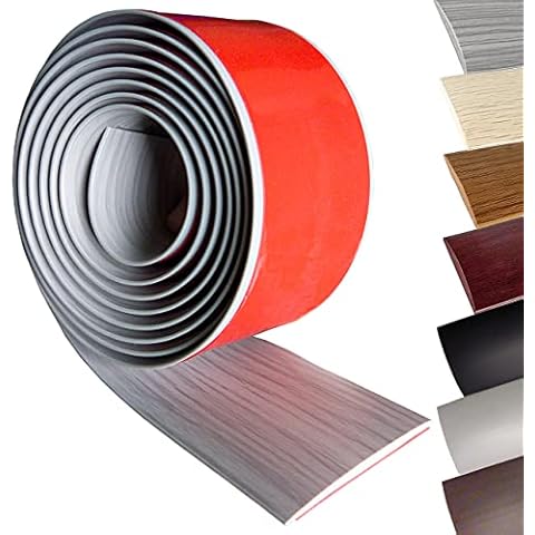 Maxiroc Floor Transition Strip Self-Adhesive Cover Threshold Repair Floor Gap Vinyl Flooring Transitions Laminate Floor Flat Divider Strip Minimalism Oak Wood Grain Design 6.56Ft (5cm, Gray) Cover