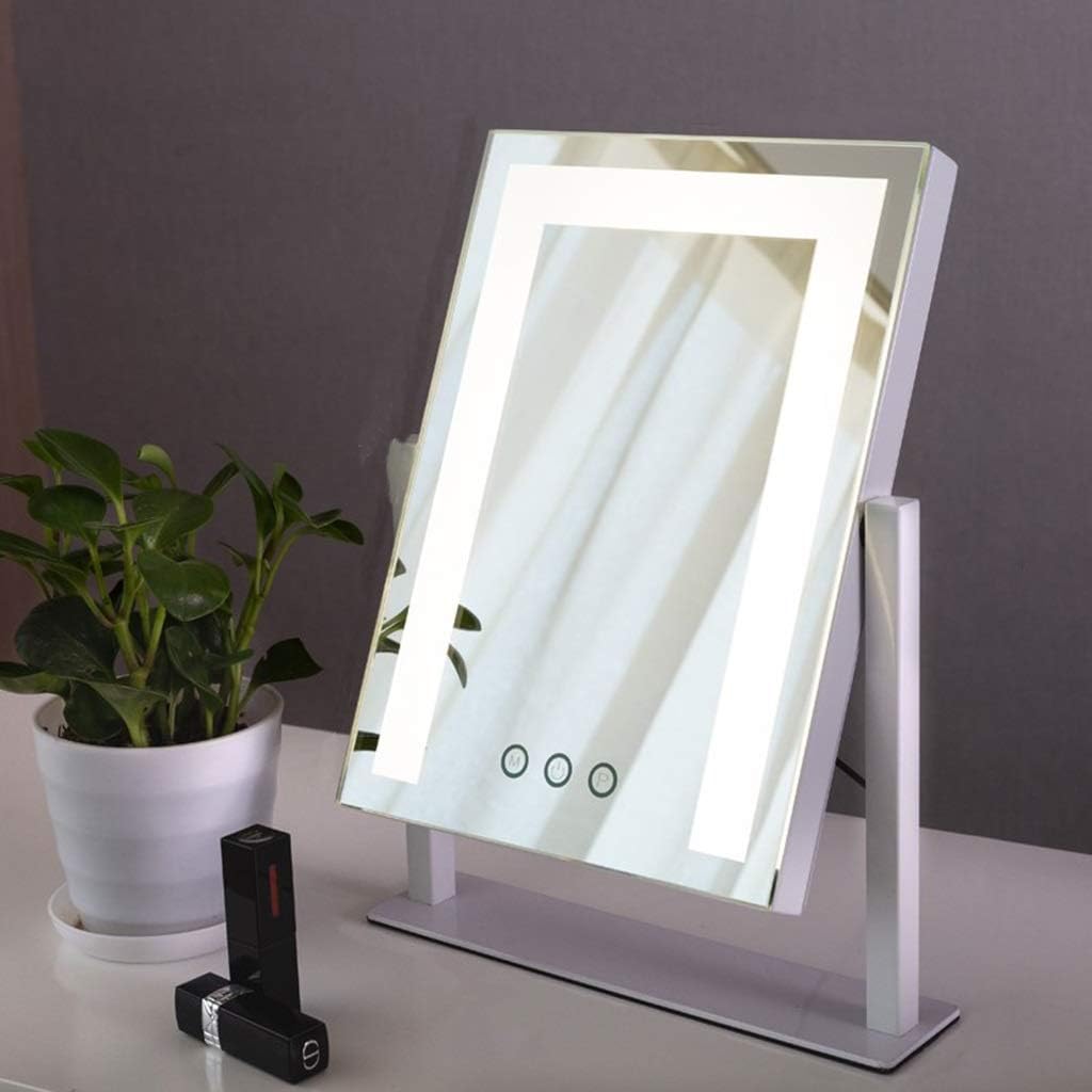 Makeup Mirror Lighted Large Desktop Single Side HD Vanity Mirror Princess Beauty Mirror Square Continental Large Mirror (Color : Black) (Color : Black)