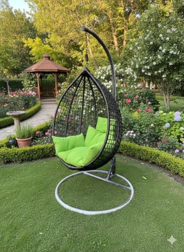 Furniture Single Seater Swing Chair with Stand and Cushion for In...
