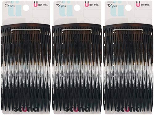Scunci Effortless Beauty Side Hair Combs, Assorted 12 ea (Pack of 4)