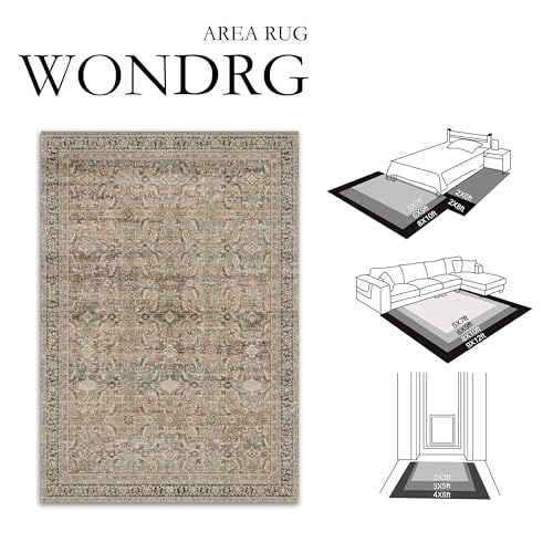 2x10 Washable Runner Rug Brown Vintage Distressed Hallway Kitchen Non Slip Low Pile Area Rug Living Room Bedroom Throw Rug Soft Indoor Carpet for Entrance Laundry Dining Room Bathroom