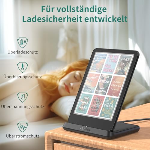 PlusAcc Kabellose Ladestation für Kindle Paperwhite Signature Editions (2022 & 2024) & Colorsoft Signature Edition & Smartphones, faltbarer Ladeständer, kompatibel mit iPhone 14 Pro Max
