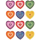 DD-life - Broche brillante con forma de corazón de color arco iris, 12 unidades, bonito broche con forma de corazón,...