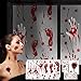 13pcs Décoration Halloween Sanglante Autocollants, Sanglante d'empreinte Mains pour Fenêtre, Halloween Zombie Scars Tatouages Autocollants Fenêtre Spooky pour Décorations de fête d'Halloween
