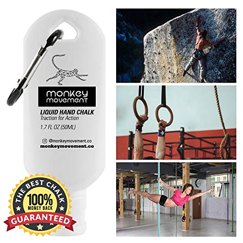 Monkey Movement Liquid Hand Chalk: No Mess Liquid Grip Dry Hands for Rock Climbing, Gamers, Billiards, Weightlifting, Crossfit, Pole Fitness, Gymnastics, Sweaty Hands