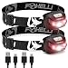 Foxelli 2-Pack USB Rechargeable Headlamp Flashlight - 160 Lumen, up to 30 Hours of Constant Light on a Single Charge, Super Bright White Led & Red Light, Compact, Easy to Use, Headlight for Camping