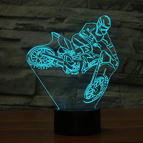Lámpara de mesa ilusión 3D motocross con 7 colores miniatura 1