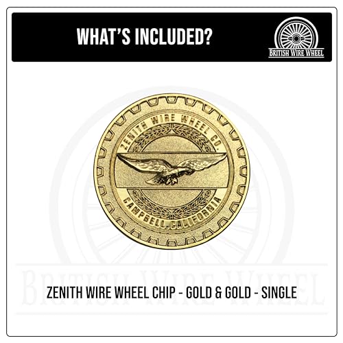 Image of Zenith Gold 3D Metal Wheel Chip Emblem (Single) | 24K Triple Gold Plated Solid Metal Wheel Chip Emblem, 2.25 inch | Designed for Lowriders with Recessed Knock Off Spinner Caps