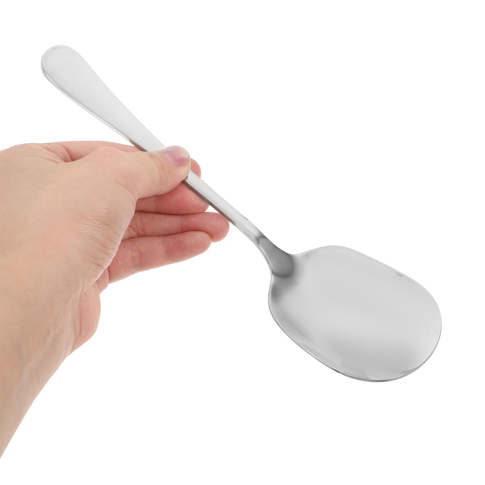 VALICLUD 6pezzi Cucchiai da Portata in Acciaio Inox Grande Utensili per Feste Famiglia Cucchiai da Minestra Rotondi da Cena Posate Metallo Lucidato Lavabili in Lavastoviglie