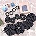 12 Pcs Mix 3 Sizes Satin Silk Scrunchies Hair Ties for Women Girls Bracelets Ponytail Holder Hair Bands Elastic Ropes Hair Bun Accessories (3 Sizes Bundle 12 Pcs-Black)
